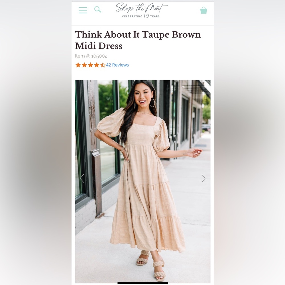 Mint Julep - Taupe Brown Midi Dress - Size M
